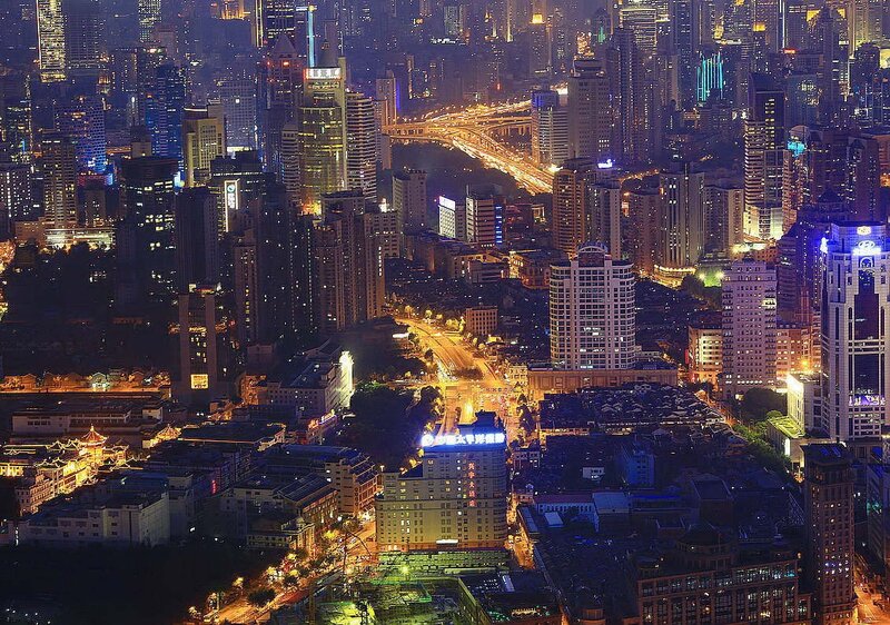 nighttime cityscape of shanghai