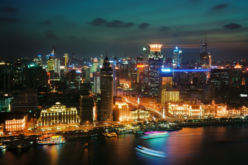 nighttime cityscape of shanghai