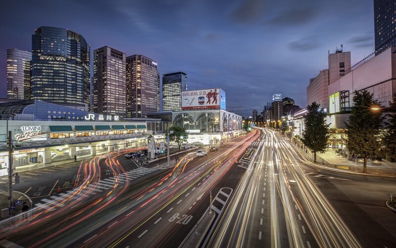 Nighttime cityscape of Shibuya