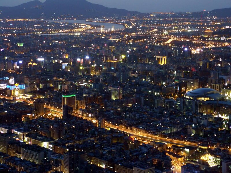 nighttime cityscape of taipei