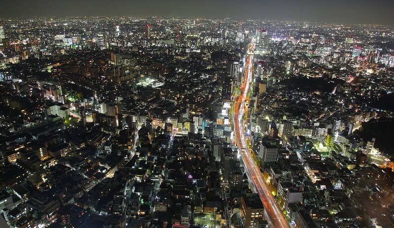 nighttime cityscape of tokyo