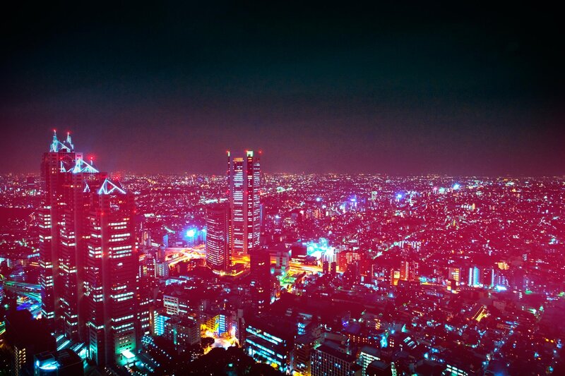 nighttime cityscape of tokyo