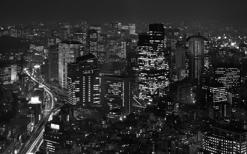 nighttime cityscape of tokyo