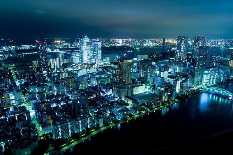nighttime cityscape of tokyo