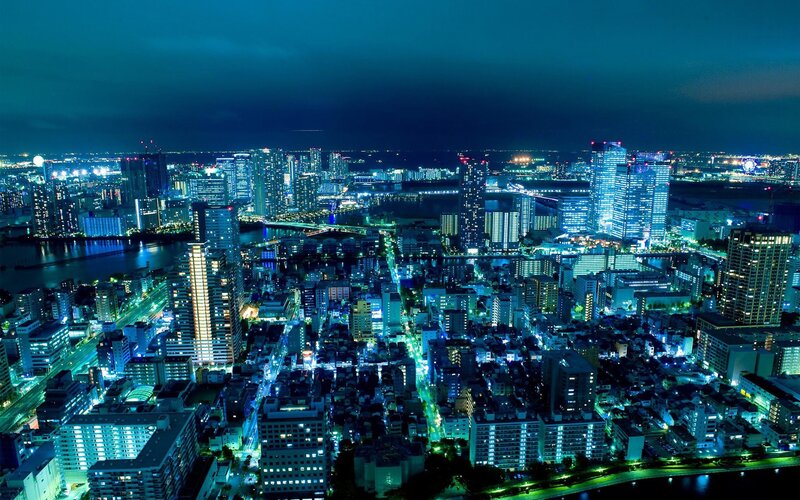 nighttime cityscape of tokyo