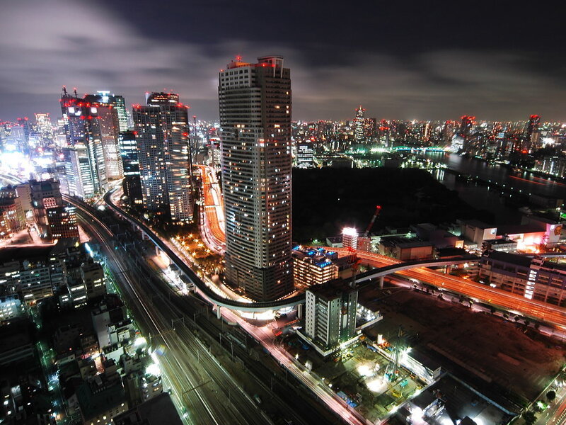 nighttime cityscape of tokyo