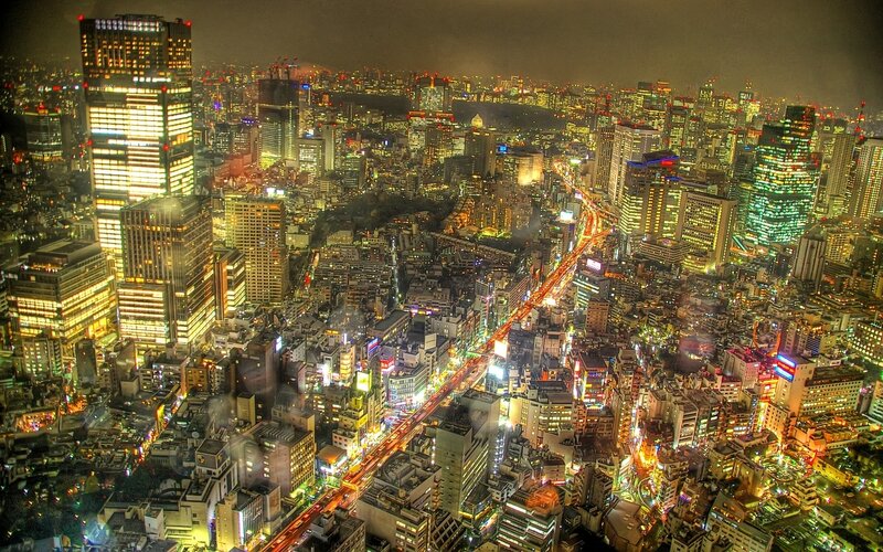 nighttime cityscape of tokyo