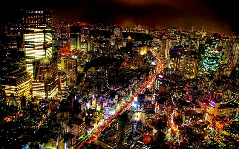 nighttime cityscape of tokyo