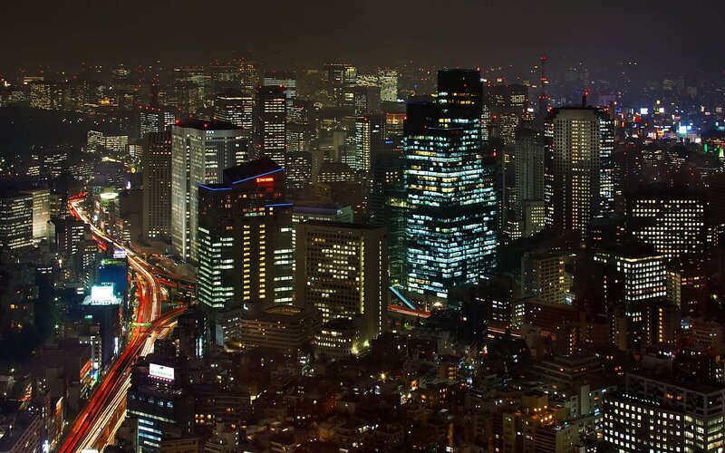 nighttime cityscape of tokyo
