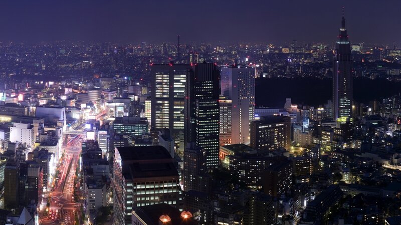 Nighttime Cityscape of Tokyo — Black, Dramatic