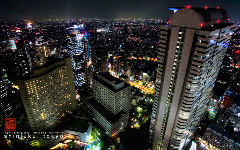Nighttime Cityscape of Tokyo — Black