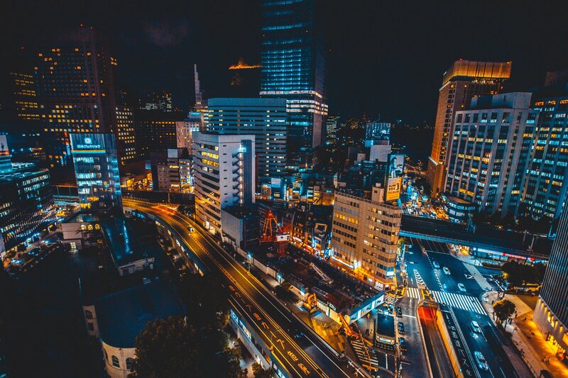 nighttime cityscape of tokyo
