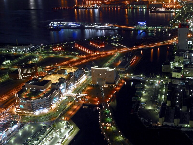 nighttime cityscape of yokohama