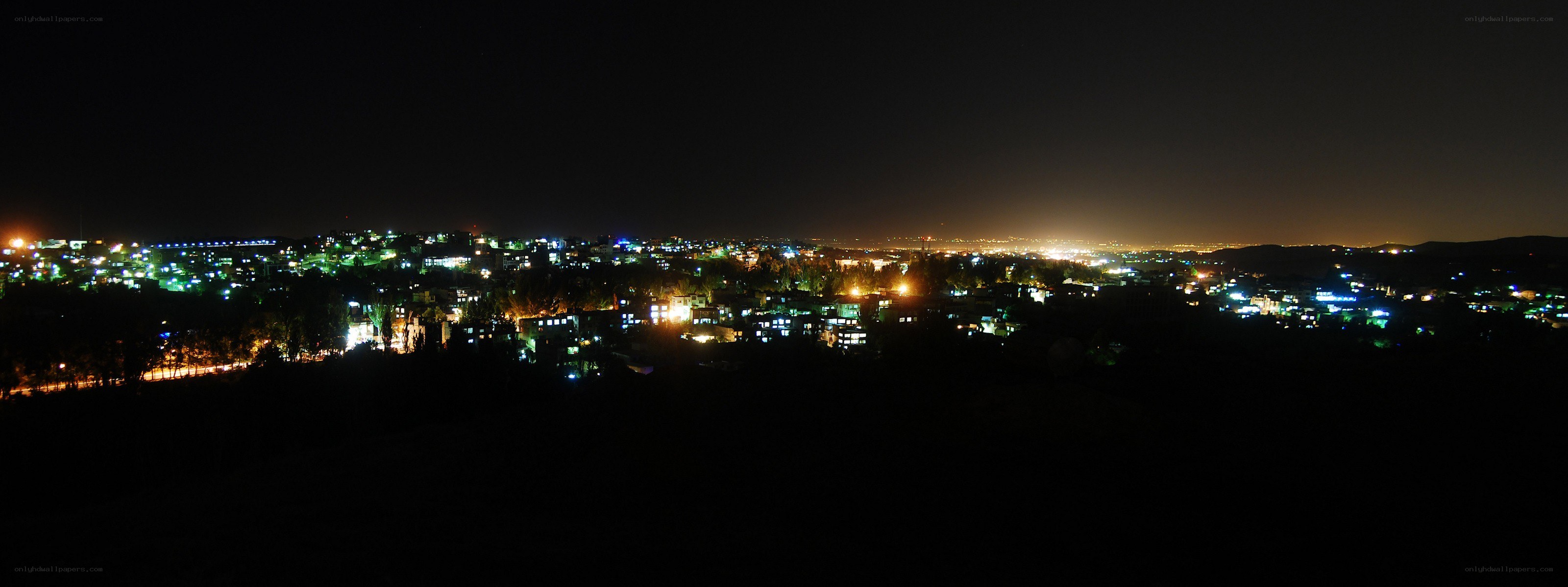 nighttime cityscape panorama