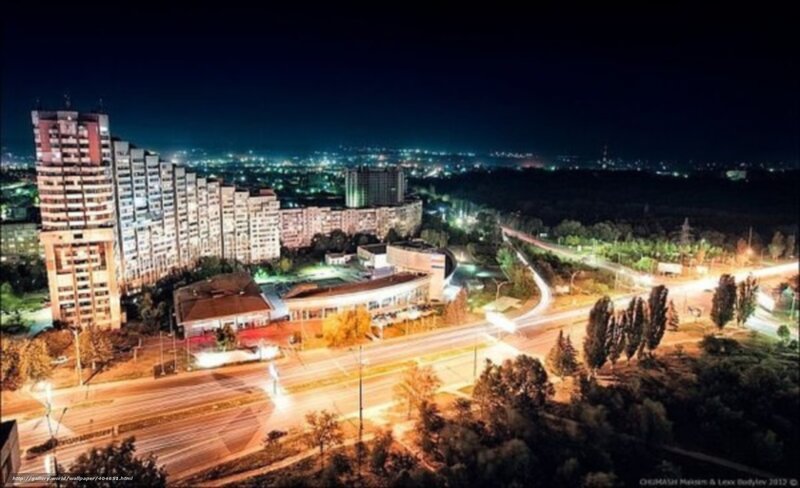 Nighttime Cityscape View — Black, Calm, Night, Photograph, Buildings, Roads