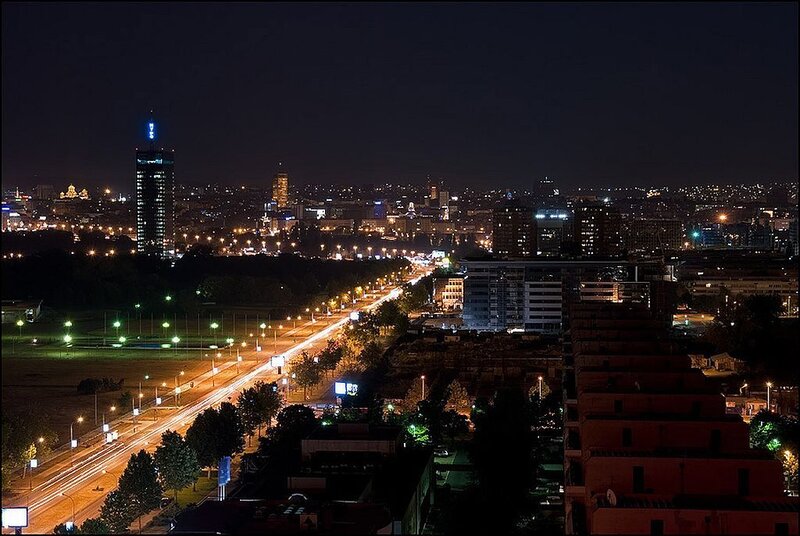 Nighttime Cityscape View — Black, Calm, Night, Photograph