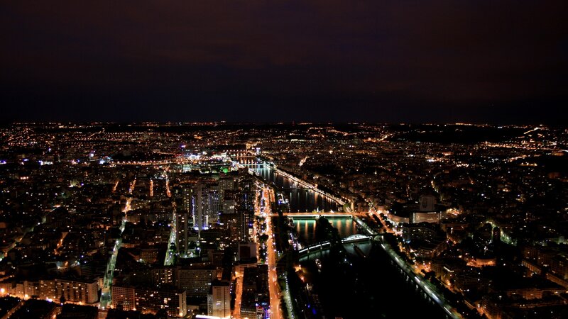 Nighttime Cityscape View — Black, Dark, Night, Photograph, River