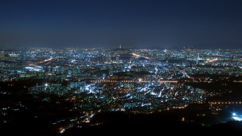 Nighttime Cityscape View — Black, Dark, Night, Photograph