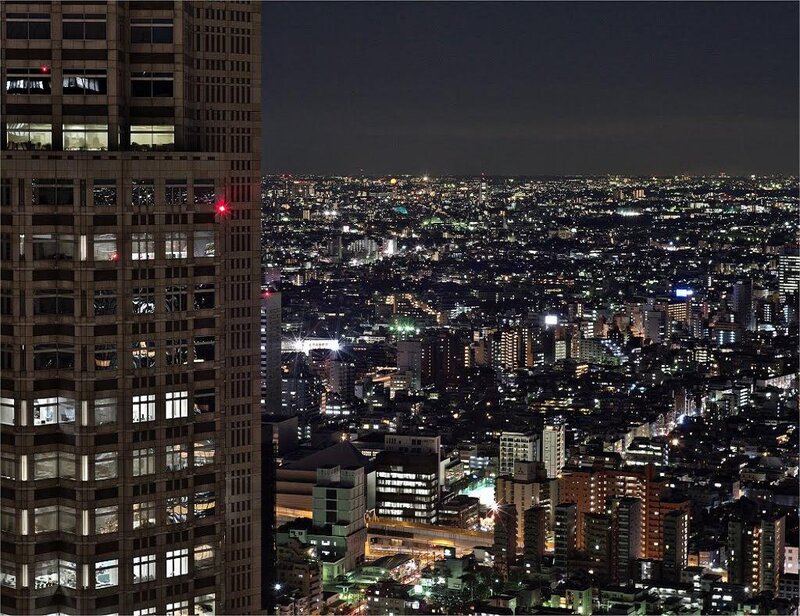 Nighttime Cityscape View — Black, Dark, Night
