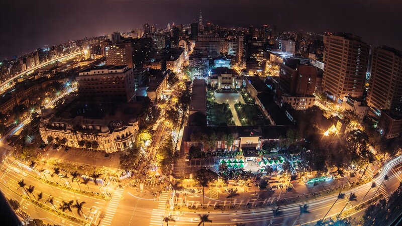 Nighttime Cityscape View — Black, Dramatic, Night, Photograph, Buildings, Streets