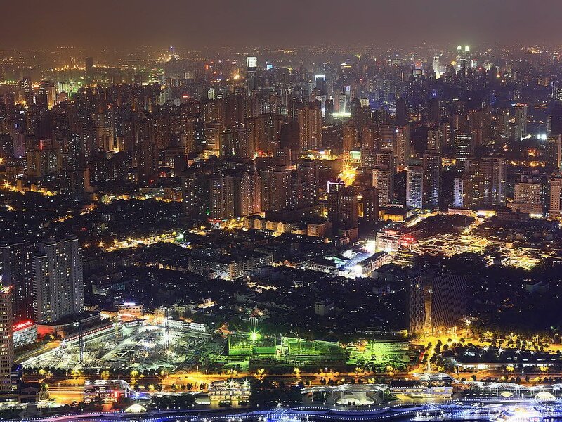 Nighttime Cityscape View — Black, Dramatic, Night, Photograph, Skyscrapers, Buildings