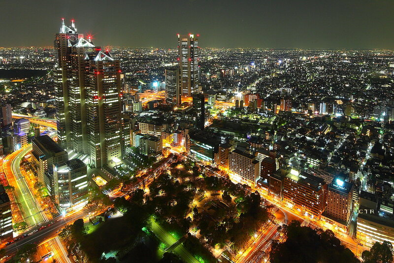 Nighttime Cityscape View — Black, Dramatic, Night, Photograph, Skyscrapers
