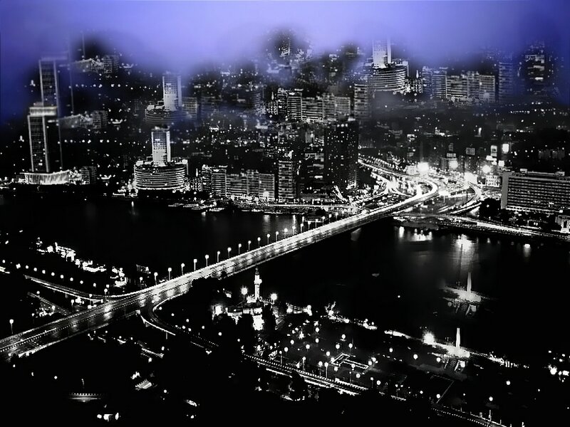 Nighttime Cityscape View — Black, Dramatic
