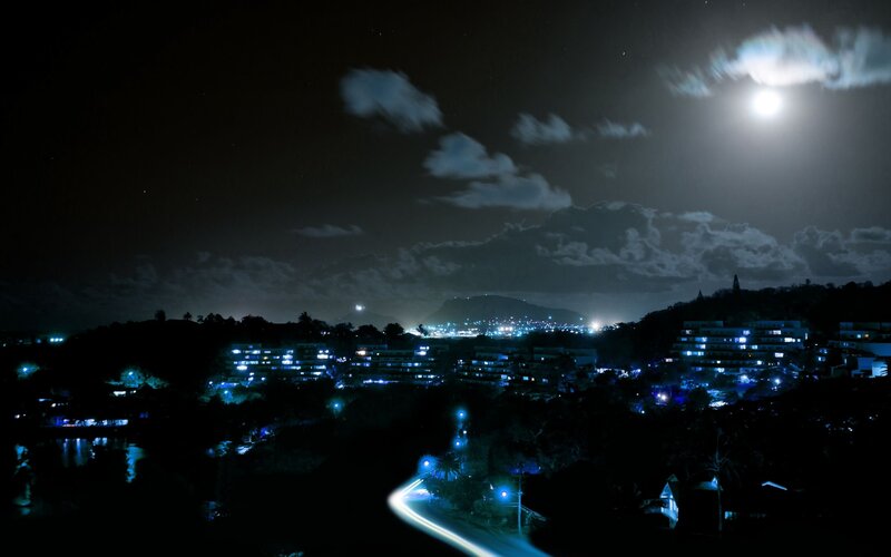 Nighttime Cityscape View — Black, Serene, Night