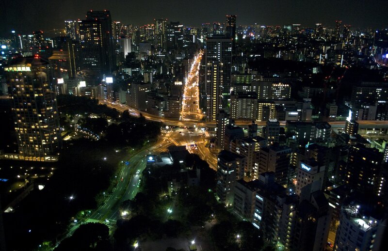 Nighttime Cityscape View — Black, Urban, Night, Photograph