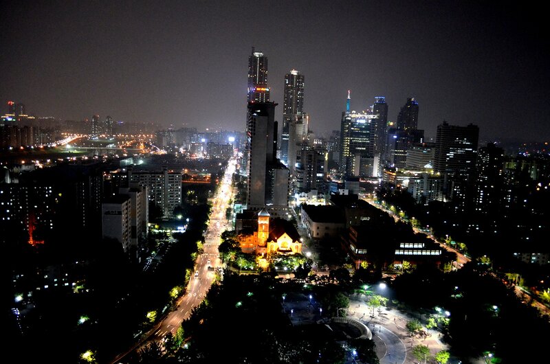 Nighttime Cityscape View — Black, Urban