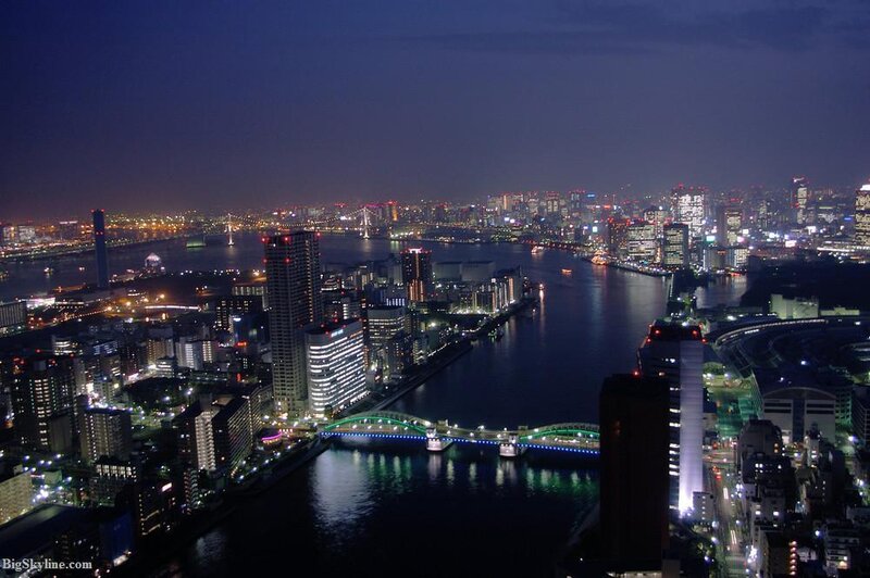 Nighttime Cityscape View — Blue, Calm, Night, Photograph, River