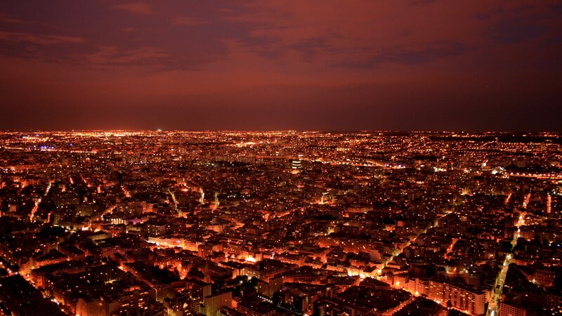 Nighttime Cityscape View — Orange, Dramatic
