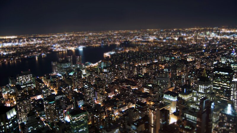 Nighttime Cityscape View — Skyscrapers
