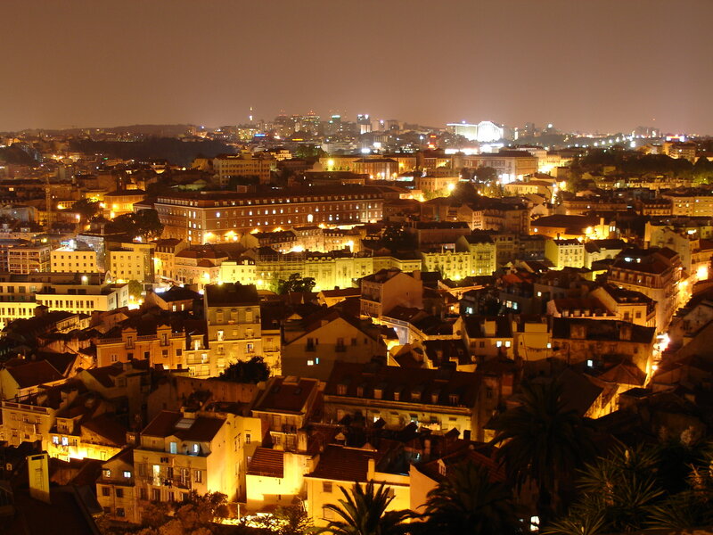 Nighttime Cityscape View — Yellow, Calm