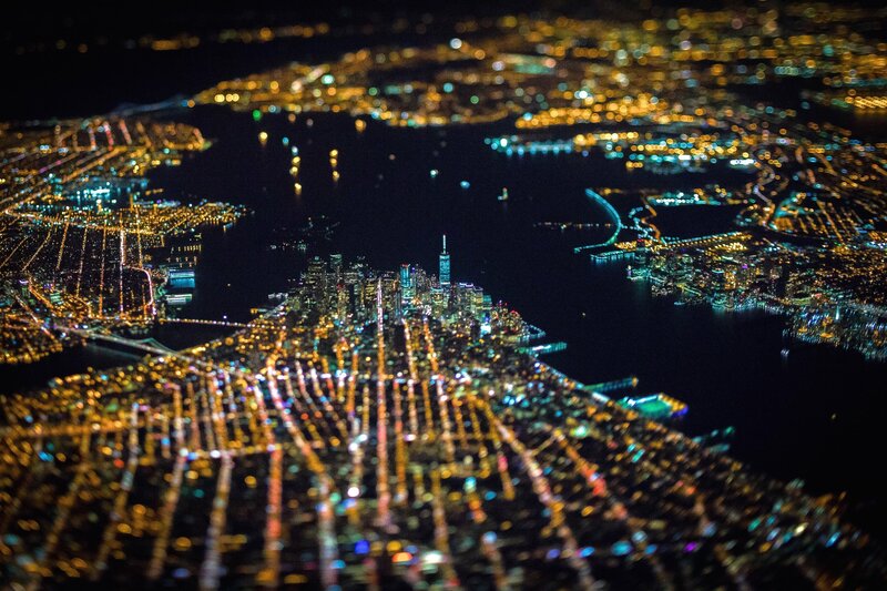 Nighttime Cityscape View — Yellow, Dramatic, Night, Photograph, Buildings