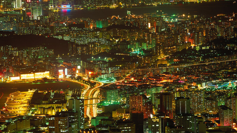 Nighttime Cityscape View — Yellow, Dramatic, Night