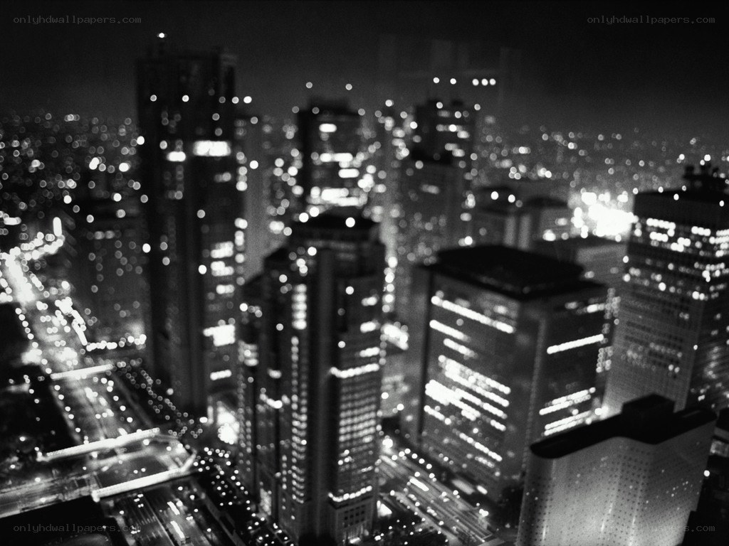 nighttime cityscape with bokeh lights