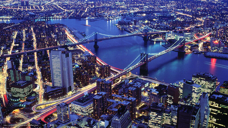 Nighttime cityscape with bridges