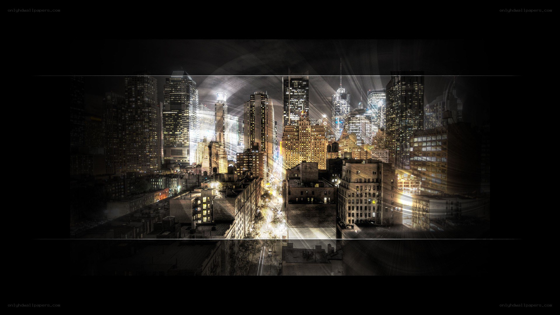 nighttime cityscape with light trails