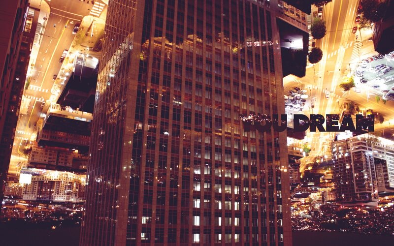 nighttime cityscape with text overlay