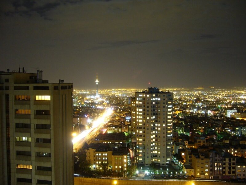 Nighttime Cityscape with Tower — Black