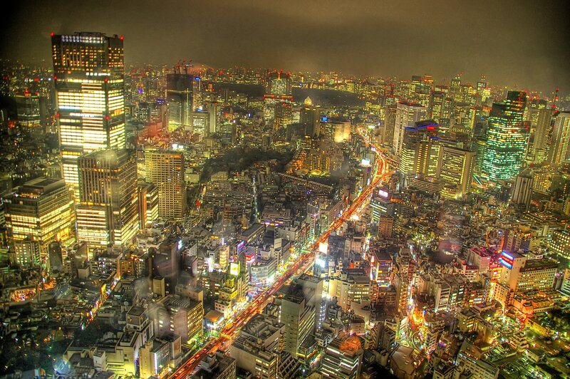 Nighttime Cityscape — Yellow, Dramatic, Night