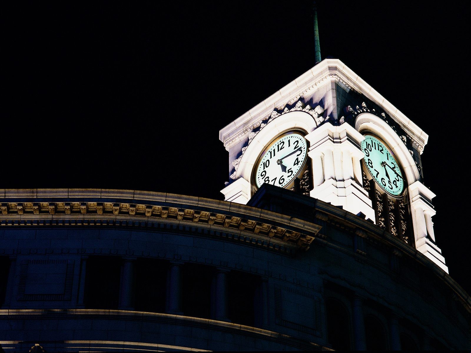 nighttime clock tower