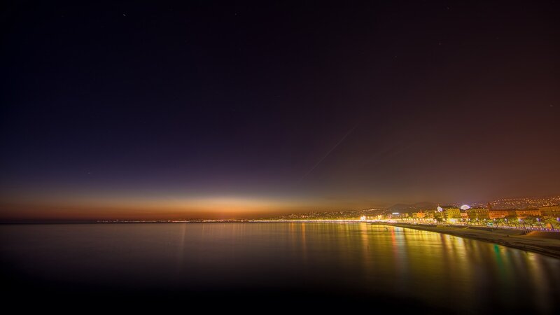 Nighttime Coastal Cityscape — Black