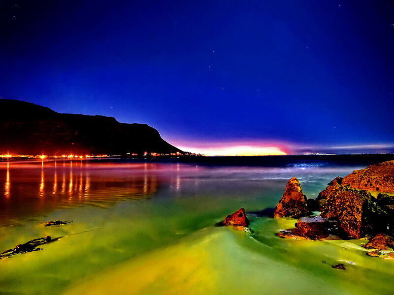 Nighttime Coastal Landscape — Blue, Serene