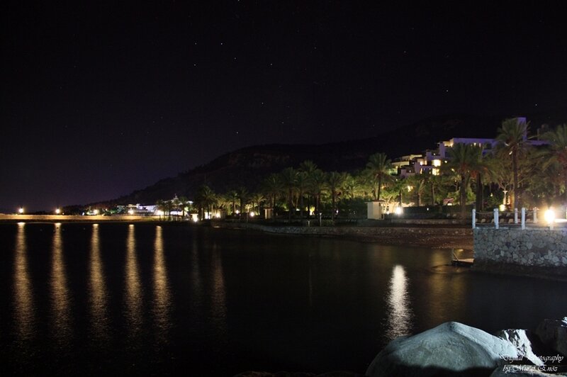 Nighttime Coastal Resort