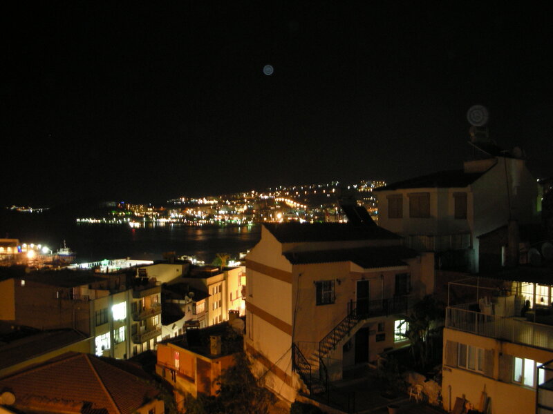 Nighttime Coastal Town — Black