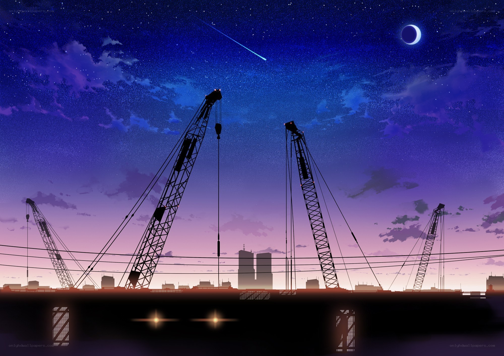 Nighttime construction scene