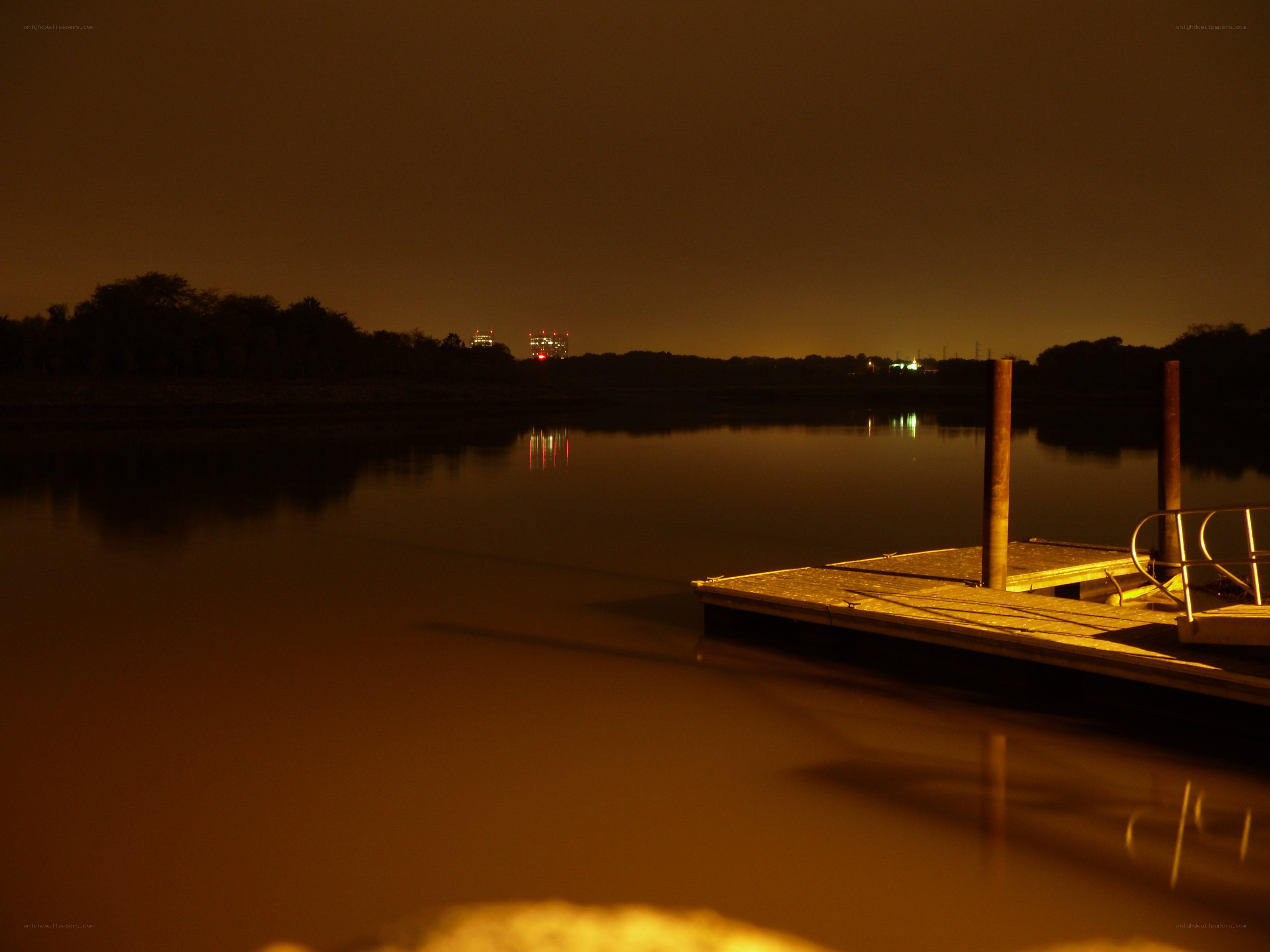 Nighttime dock by the water