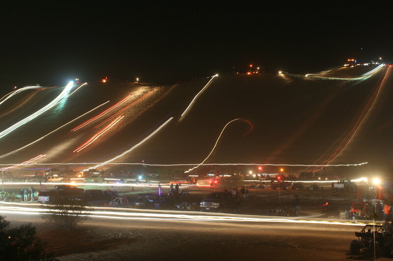 Nighttime dune buggy racing